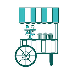 shop cart popcorn and ice cream carnival vector illustration green image