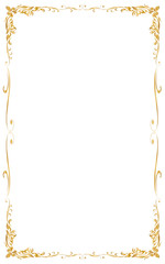 Decorative frame and border for design of birthday and greeting card wedding, Golden frame, Vector illustration