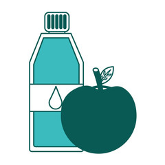 fruit apple and bottle water healthy lifestyle vector illustration green image