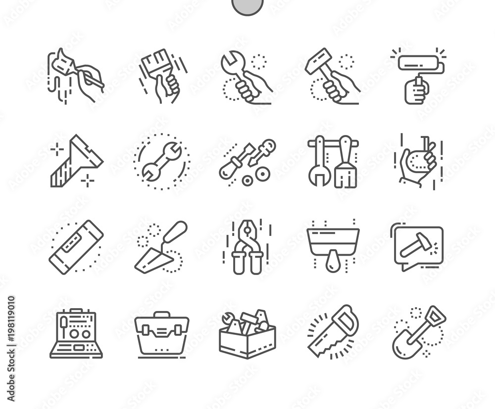 Poster tools well-crafted pixel perfect thin line icons 30 2x grid for web graphics and apps. simple minima