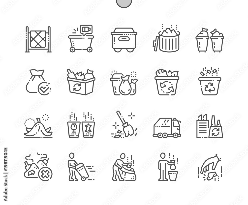 Poster garbage well-crafted pixel perfect vector thin line icons 30 2x grid for web graphics and apps. simp
