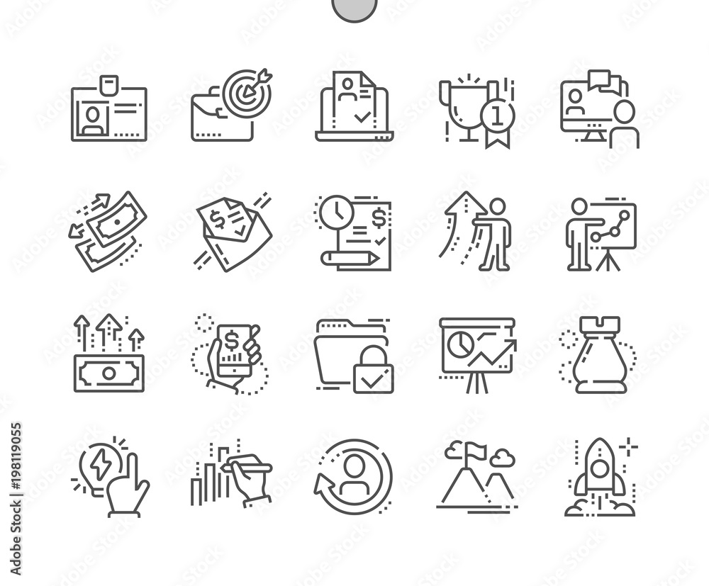 Poster business well-crafted pixel perfect vector thin line icons 30 2x grid for web graphics and apps. sim