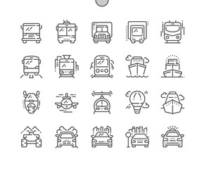 Transport Side Front Well-crafted Pixel Perfect Thin Line Icons 30 2x Grid for Web Graphics and Apps. Simple Minimal Pictogram - obrazy, fototapety, plakaty