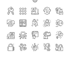 Keys and Locks Well-crafted Pixel Perfect Thin Line Icons 30 2x Grid for Web Graphics and Apps....