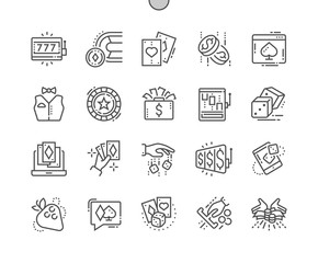 Gambling Well-crafted Pixel Perfect Vector Thin Line Icons 30 2x Grid for Web Graphics and Apps. Simple Minimal Pictogram