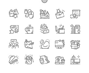 Office Well-crafted Pixel Perfect Thin Line Icons 30 2x Grid for Web Graphics and Apps. Simple Minimal Pictogram