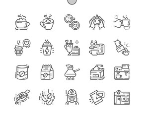 Coffee Well-crafted Pixel Perfect Vector Thin Line Icons 30 2x Grid for Web Graphics and Apps. Simple Minimal Pictogram