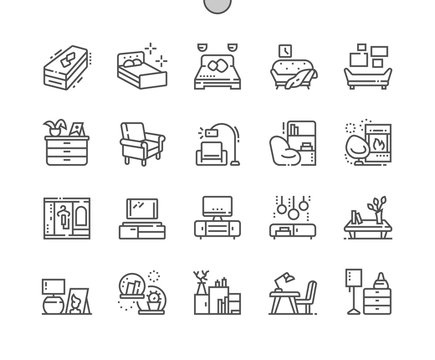 Furniture Well-crafted Pixel Perfect Vector Thin Line Icons 30 2x Grid for Web Graphics and Apps. Simple Minimal Pictogram