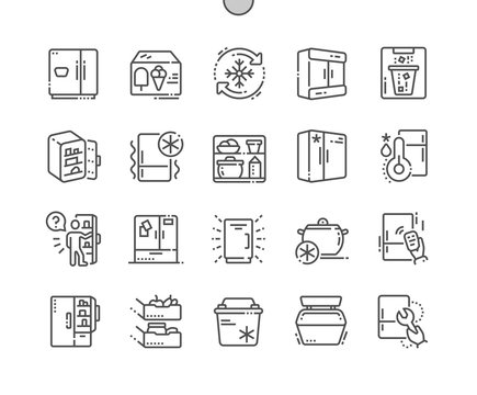 Fridge Well-crafted Pixel Perfect Vector Thin Line Icons 30 2x Grid for Web Graphics and Apps. Simple Minimal Pictogram