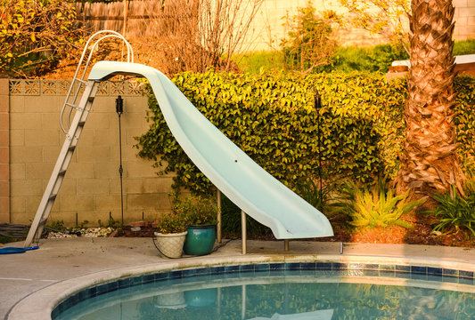 Slide And Pool Backyard 