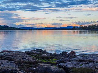 Evening at the rocky shore