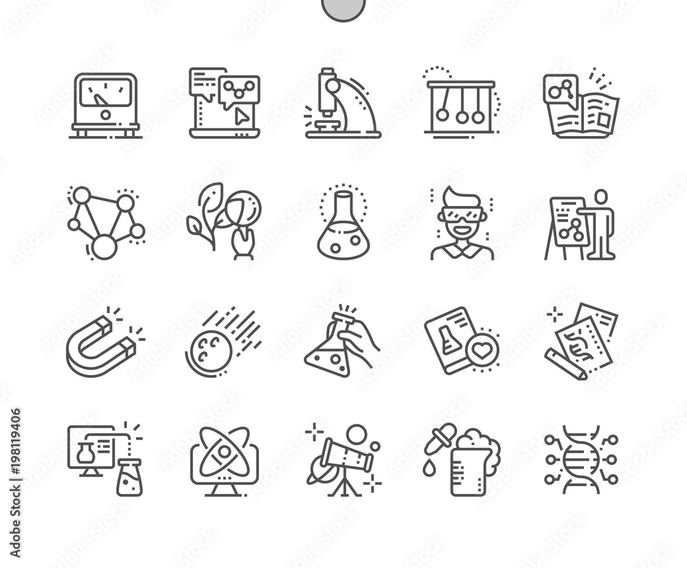 Poster science well-crafted pixel perfect vector thin line icons 30 2x grid for web graphics and apps. simp