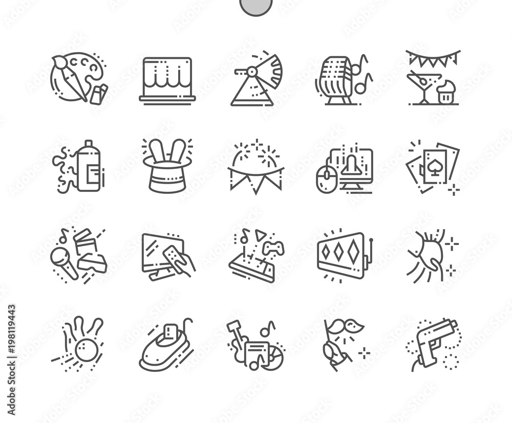 Aufkleber entertainment well-crafted pixel perfect vector thin line icons 30 2x grid for web graphics and apps
