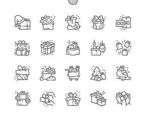 Fototapeta premium Gifts Well-crafted Pixel Perfect Vector Thin Line Icons 30 2x Grid for Web Graphics and Apps. Simple Minimal Pictogram