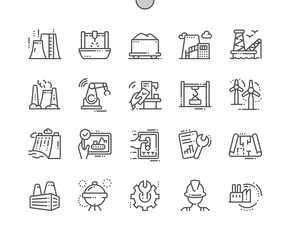 Industry Well-crafted Pixel Perfect Vector Thin Line Icons 30 2x Grid for Web Graphics and Apps. Simple Minimal Pictogram