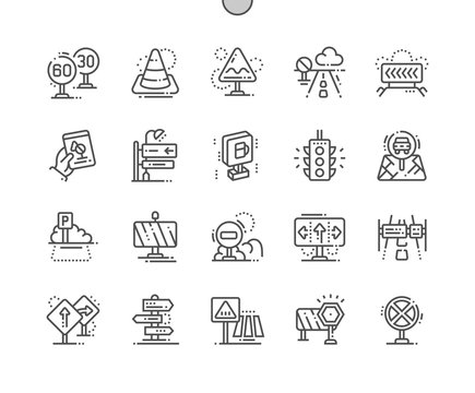 Road signs Well-crafted Pixel Perfect Vector Thin Line Icons 30 2x Grid for Web Graphics and Apps. Simple Minimal Pictogram