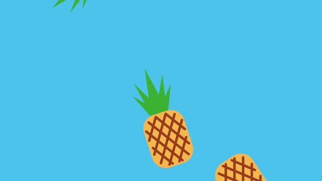 falling tropical pineapple fruit exotic animation