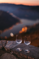 wine glass at sunset