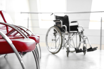 Empty modern wheelchair in hospital