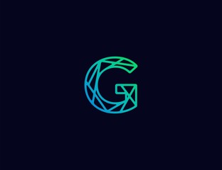 Abstract line art  logo. letter G  tech logo template