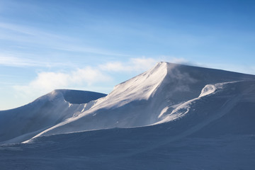 Beautiful snowy mountains on winter day