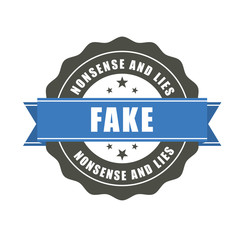 Fake badge - sticker with inscription Fake, falsification concept