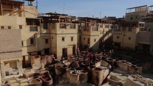 Leather Tannery And Dyeing
In Morocco Fes. Leather tannery and dyeing.