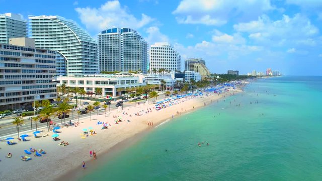 Fort Lauderdale Beach resorts spring break 2018 aerial drone video footage