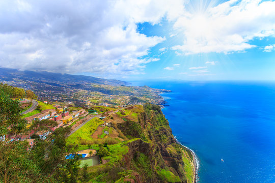 Beautiful panorama over Madeira island from Cabo Girao view point in Portugal, Europe