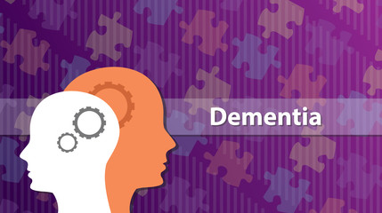 dementia old people ill sick with head and puzzle as background