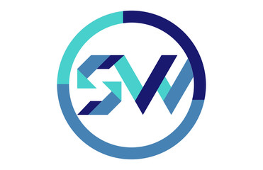 SW Global Blue Ribbon letter Logo