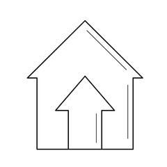 Real estate price growth vector line icon isolated on white background. Arrow represents growth of real estate price line icon for infographic, website or app.