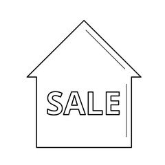 House for sale line icon isolated on white background. Vector line icon of house for sale for infographic, website or app.