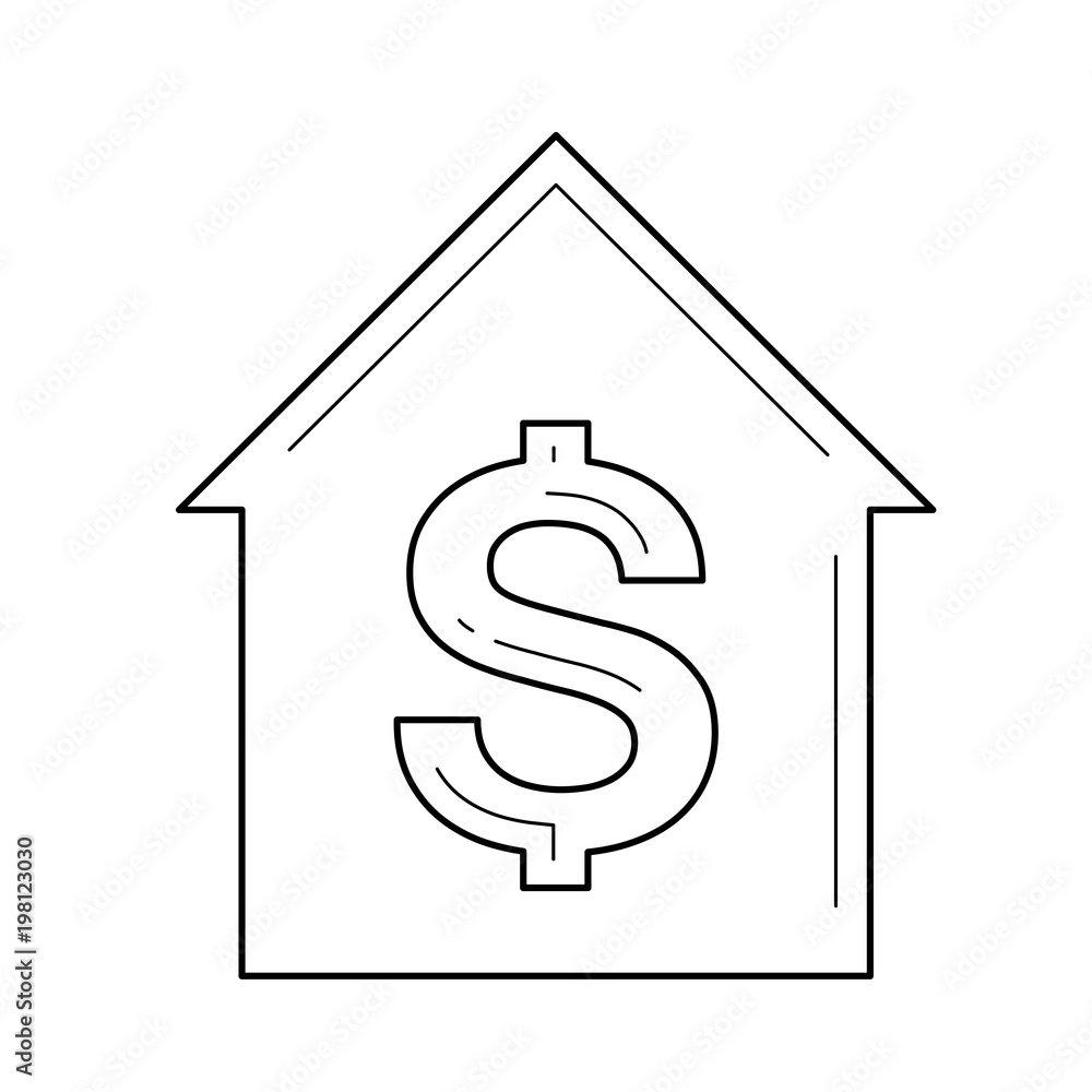 Poster buy a house vector line icon isolated on white background. house for buy line icon for infographic, 