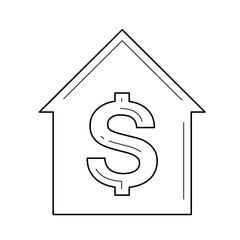 Buy a house vector line icon isolated on white background. House for buy line icon for infographic, website or app.