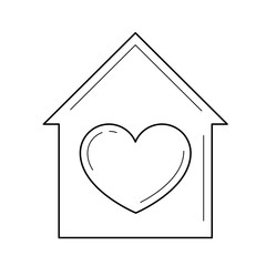 Home with heart vector line icon isolated on white background. Sweet home line icon for infographic, website or app.
