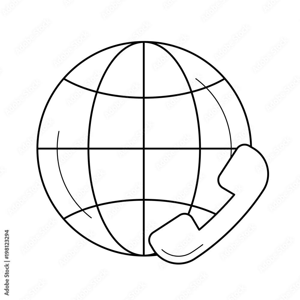 Poster global customer service vector line icon isolated on white background. global customer service line 