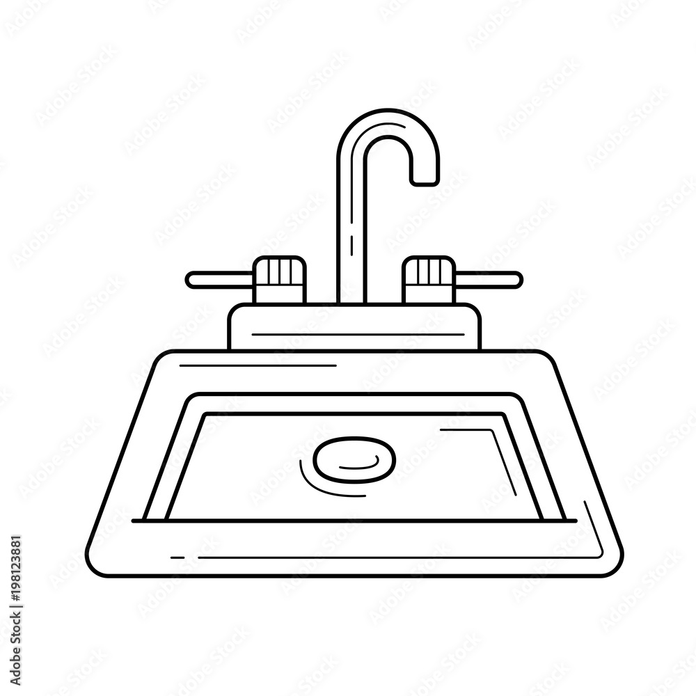 Poster sink vector line icon isolated on white background. sink line icon for infographic, website or app. 