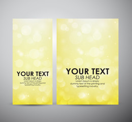 Brochure business design Abstract yellow bokeh background. 