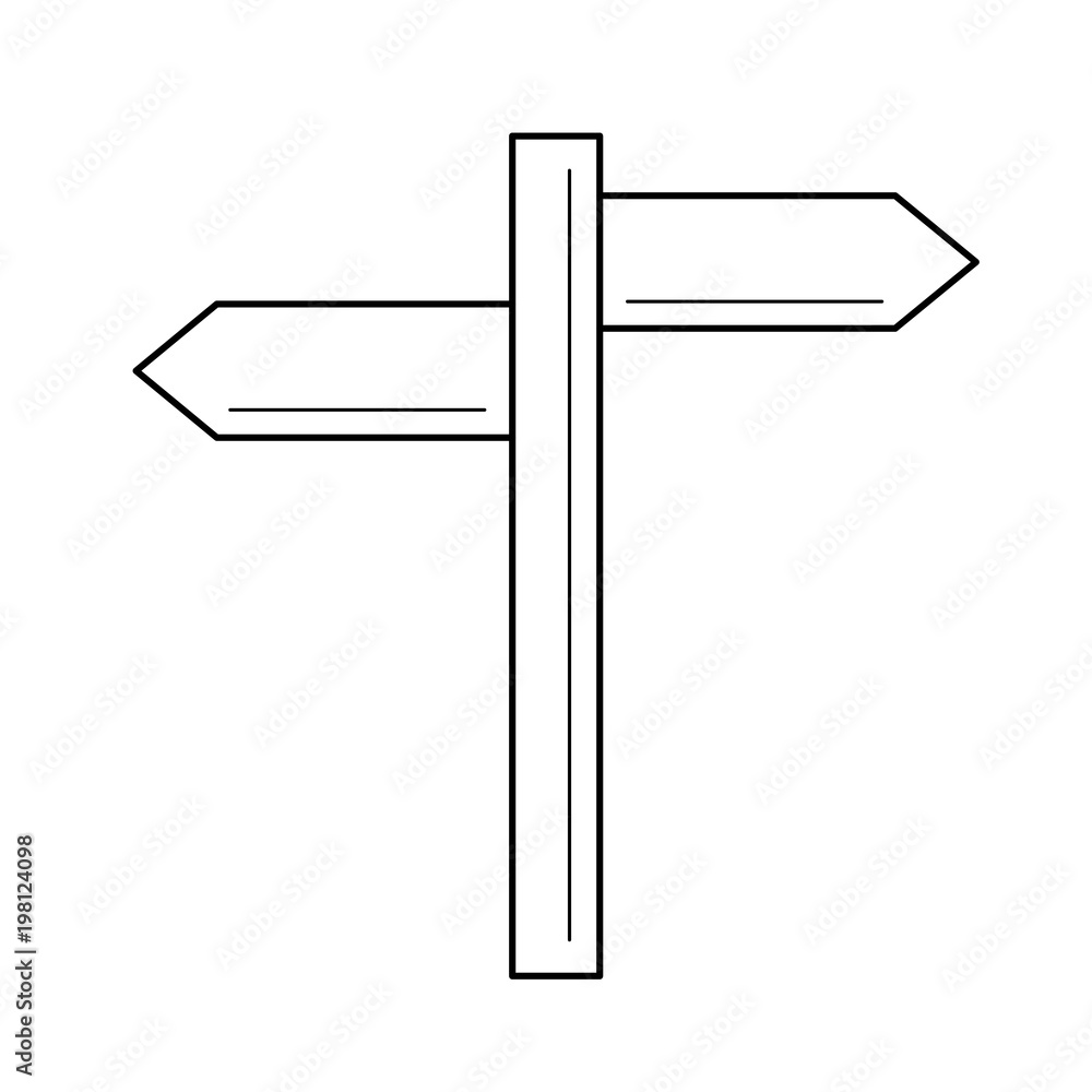 Poster signpost direction vector line icon isolated on white background