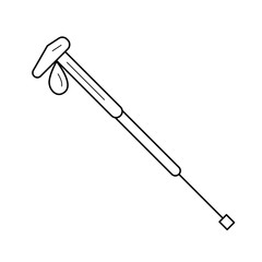 Trekking pole vector line icon isolated on white background. Trekking pole line icon for infographic, website or app. Icon designed on a grid system.