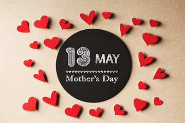 13 May Mothers Day message with handmade small paper hearts