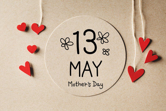 13 May Mothers Day message with handmade small paper hearts