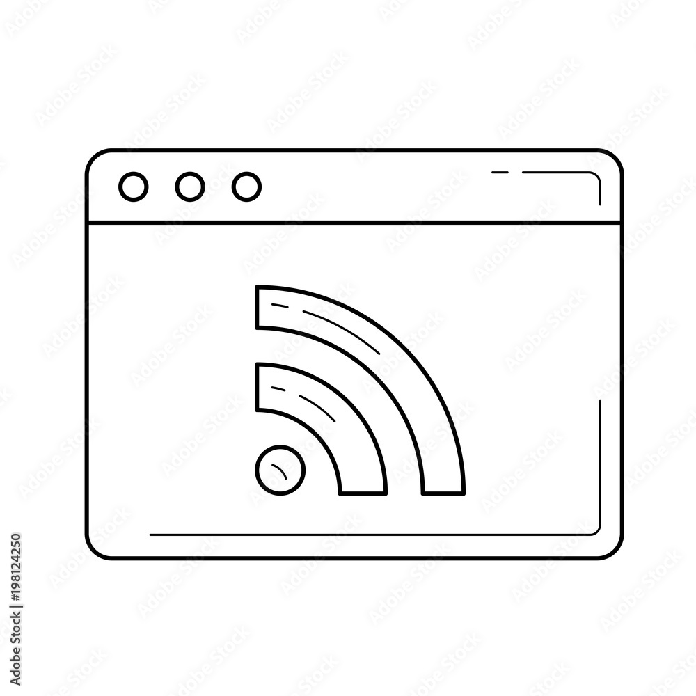 Poster rss vector line icon isolated on white background. really simple syndication line icon for infograph