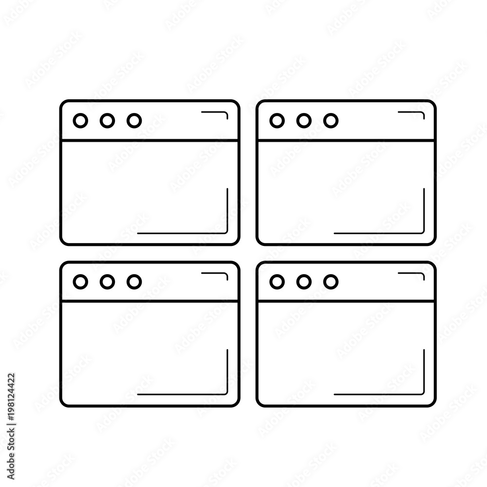 Poster multiple webpage line icon isolated on white background