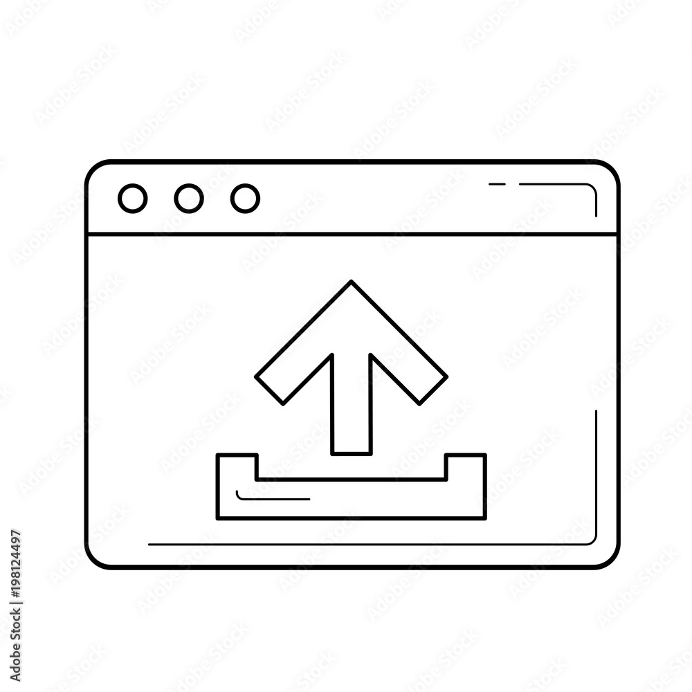 Poster upload file to browser vector line icon isolated on white background