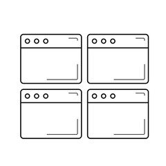 Multiple webpage line icon isolated on white background