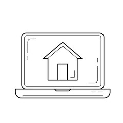 Corporate website vector line icon isolated on white background. Laptop with homepage line icon for infographic, website or app.
