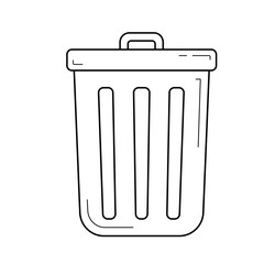 Computer trash bin vector line icon isolated on white background