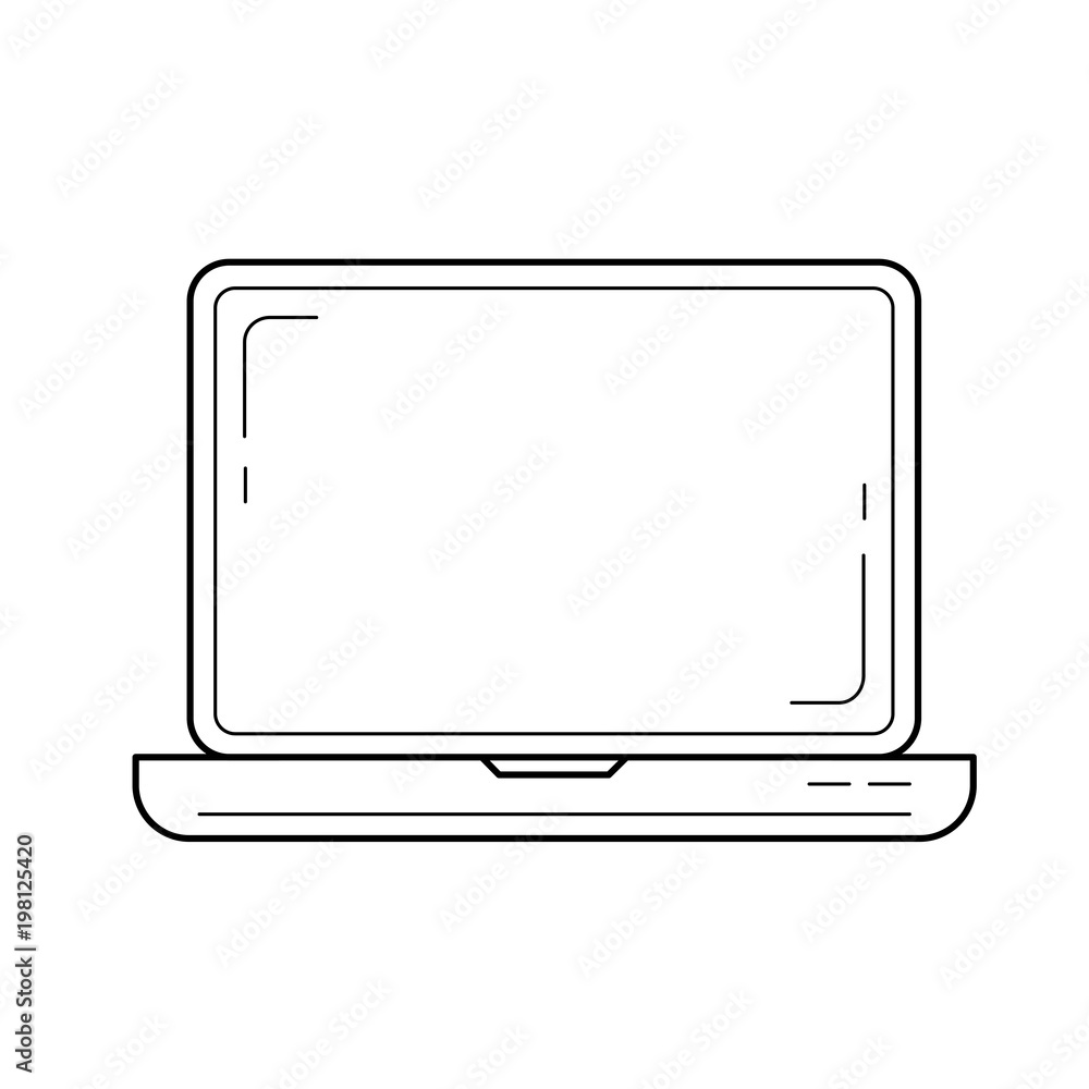 Poster laptop computer vector line icon isolated on white background. computer line icon for infographic, w
